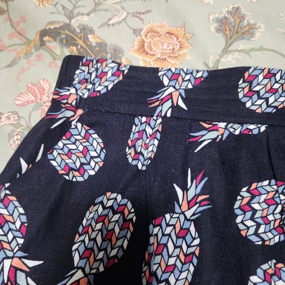 Loft Outlet Pineapple Patterned Linen Blend Skirt Multi Color Size Large - Picture 2 of 5